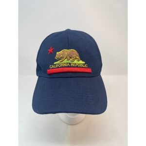 SNCO California Republic Hat Mens OSFM Navy Blue Bear Logo Cap